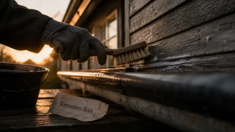 Maison en bois entretien façade : nettoyage au brossage et finition