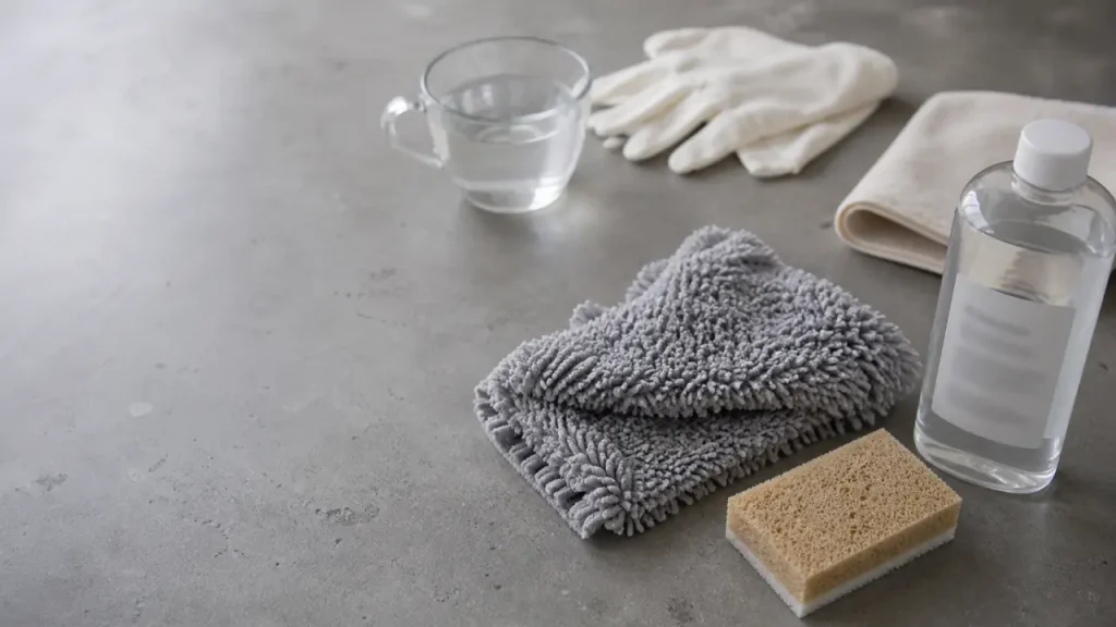 Nettoyer béton ciré avec produit pH neutre et microfibre, sans abîmer