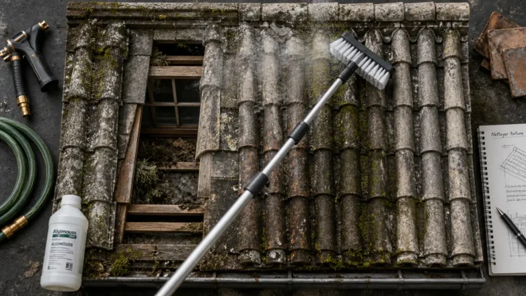 Perche pour nettoyer toiture 7 m avec kit hydro et angles à vérifier