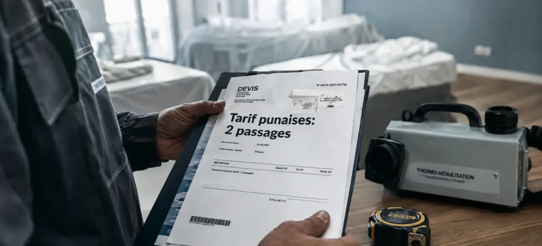 Désinfection punaise de lit tarif, technicien avec 2 passages
