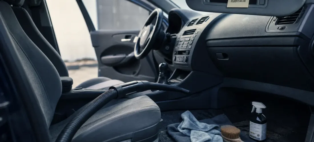 Nettoyage habitacle voiture : intérieur propre, tapis et moquette nettoyés