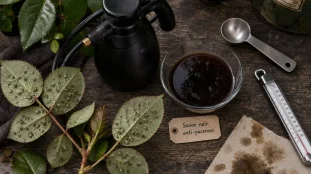 Savon noir puceron : pulvérisation anti-pucerons sur rosiers infestés