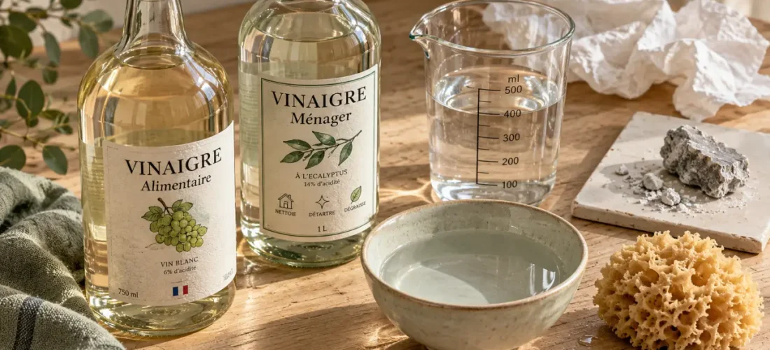 Vinaigre blanc et vinaigre d’alcool pour usages alimentaires et ménagers